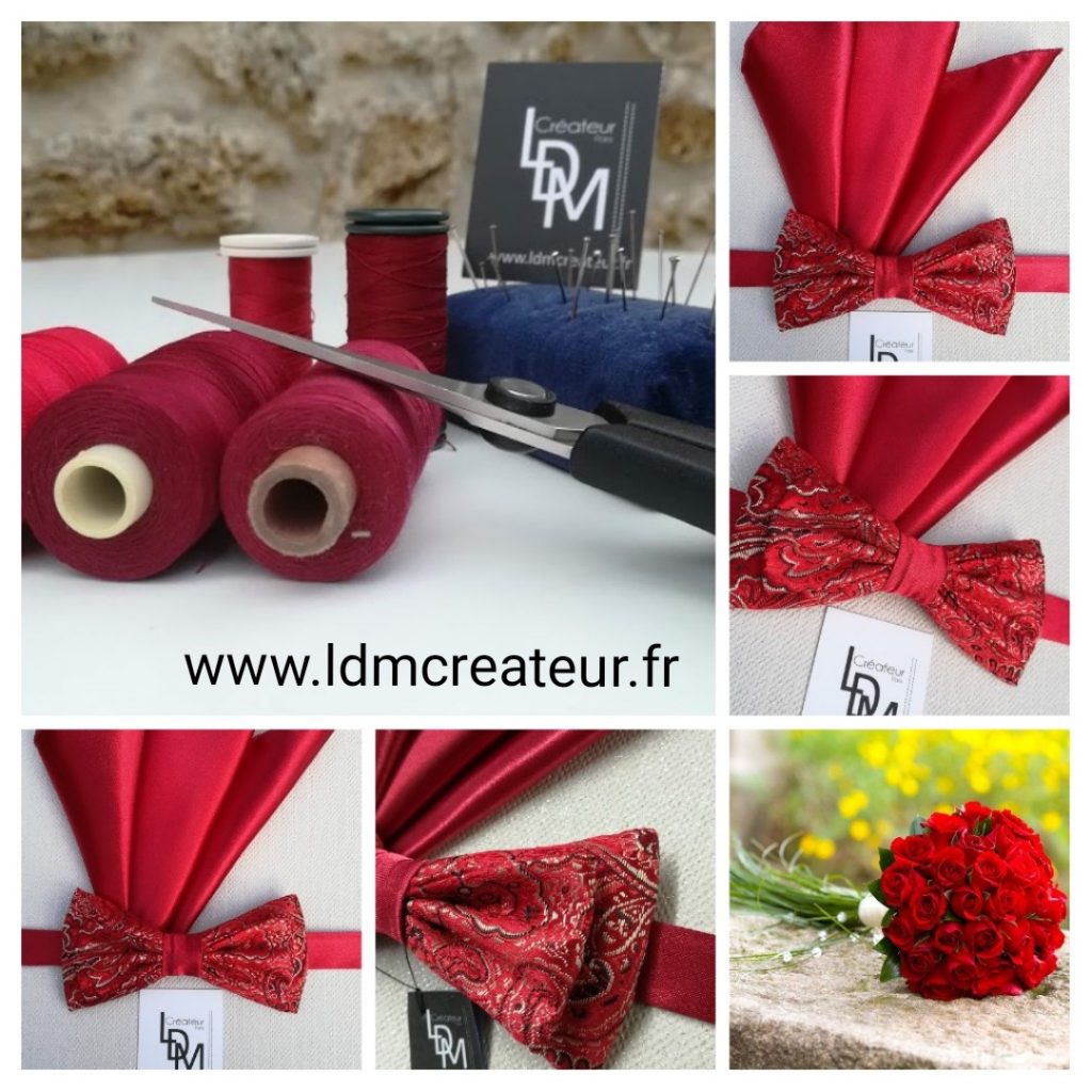 Montrouge-noeud-papillon-rouge-mariage-pochette-elegance-www-ldmcreateur-fr