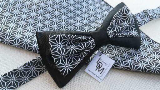 Noeud-papillon-noir-blanc-pochette-mariage-Dieppe-www-ldmcreateur-fr