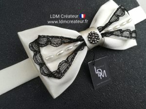 noeud-papillon-femme-ecru-dentelle-noire-perles-ldmcreateur