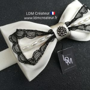 noeud-papillon-femme-ecru-dentelle-noire-perles-ldmcreateur