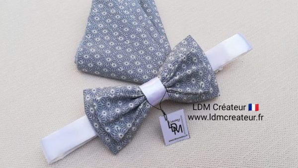 Nœud-papillon-mariage-blanc-gris-bohème-chic-Etretat-ldmcreateur-LDM-créateur