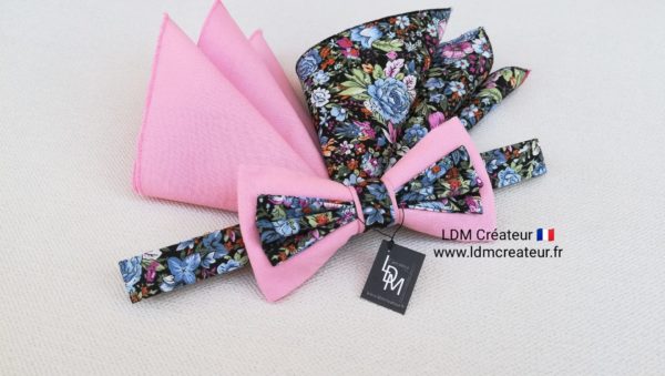 nœud-papillon-mariage-rose-bleu-champêtre-original-style-homme-liberty-Lannion-ldmcreateur-LDM