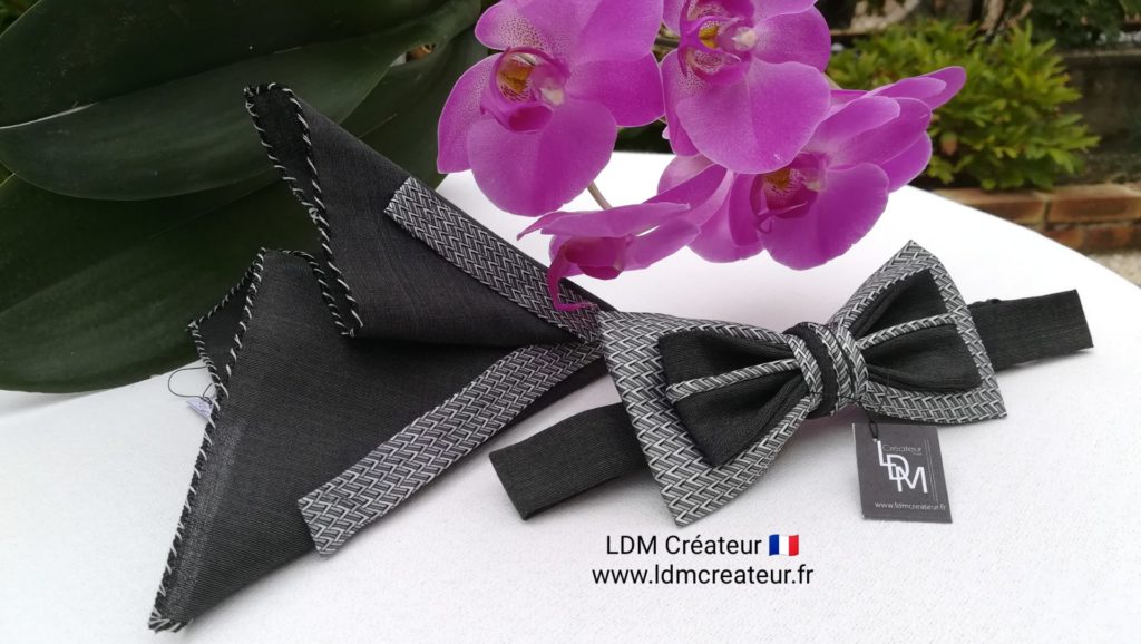 noeud-papillon-gris-soie-pochette-marié-mariage-Colmar-style-ldmcreateur-LDM-Créateur