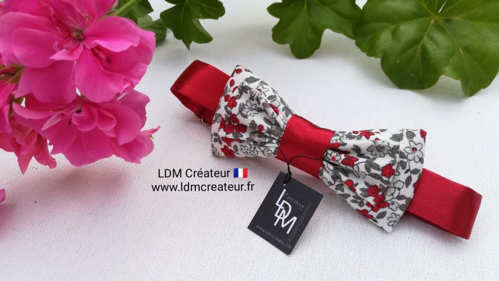 nœud-papillon-enfant-garçon-ado-liberty-fleuri-mariage-rouge-gris-blanc-Alain-LDM-créateur-ldmcreateur