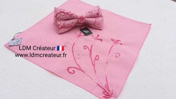 Noeud-papillon-rose-mariage-homme-marie-boheme-chic-pochette-ldmcreateur-Gignac