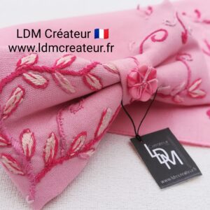 Noeud-papillon-rose-pale-fushia-mariage-poudre-brode-original-chic-ldmcreateur-Gignac