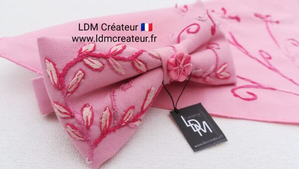 Noeud-papillon-rose-pale-fushia-mariage-poudre-brode-original-chic-ldmcreateur-Gignac