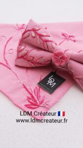 noeud-papillon-rose-blanc-pap-costume-homme-brode-boheme-pochette-ldmcreateur-Gignac