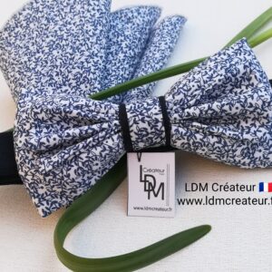 Noeud-papillon-bleu-blanc-ciel-fleuri-liberty-mariage-chic-cortege-Frehel-ldmcreateur