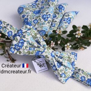 Noeud-papillon-bleu-blanc-vert-mariage-pochette-mariee-boheme-Beaugency-ldmcreateur