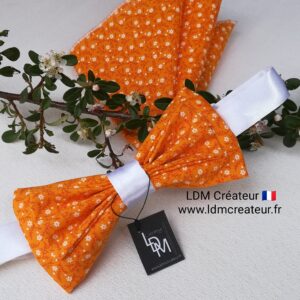 Noeud-papillon-orange-mandarine-blanc-mariage-mariee-chic-theme-Prades-ldmcreateur