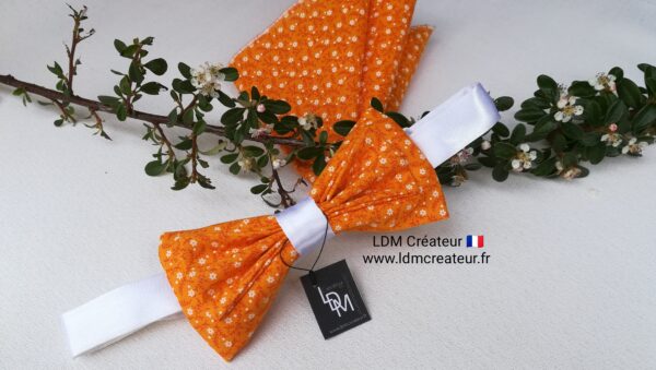 Noeud-papillon-orange-mandarine-blanc-mariage-mariee-chic-theme-Prades-ldmcreateur