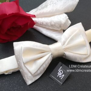 Noeud-papillon-blanc-ivoire-ecru-chemise-mariage-homme-cérémonie-accessoire-Dampierre-ldmcreateur