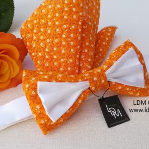 Noeud-papillon-blanc-orange-mariage-marie-ceremonie-évènement-pré-noué-homme-fleuri-Cotignac-ldmcreateur