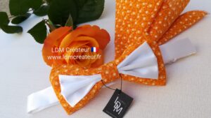 Noeud-papillon-orange-blanc-marie-ceremonie-liberty-chic-mariage-Cotignac-ldmcreateur