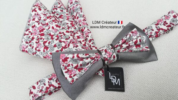 Noeud-papillon-rose-rouge-gris-blanc-liberty-mariage-pochette-homme-Montresor-ldmcreateur