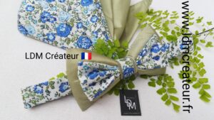 Noeud-papillon-mariage-cérémonie-homme-stylé-chic-vert-bleu-liberty-champetre-occitanie-ldmcreateur