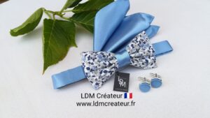 Boutons-manchettes-noeud-papillon-bleu-ciel-blanc-boheme-chic-champetre-mariage-Quincy-ldmcreateur