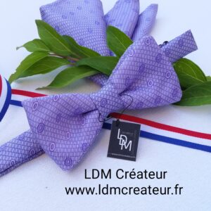 Noeud-papillon-homme-ceremonie-mariage-parme-lilas-soie-élégance-chic-pochette-style-Yvetot-ldmcreateur