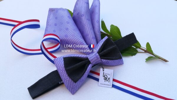 Noeud-papillon-mariage-homme-parme-pochette-elegance-ceremonie-lilas-soie-original-creation-Urville-ldmcreateur