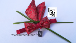Noeud-papillon-rouge-mariage-ceremonie-pochette-marie-elegance-Montrouge-LDM-Createur-ldmcreateur