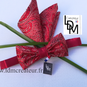 Noeud-papillon-rouge-mariage-ceremonie-pochette-marie-elegance-Montrouge-LDM-Createur-ldmcreateur