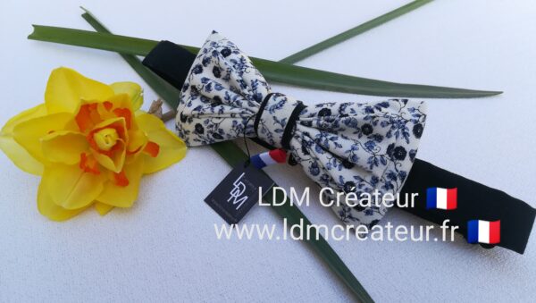 Noeud-papillon-bleu-liberty-blanc-mariage-homme-marié-Indre-LDM-Créateur-ldmcreateur