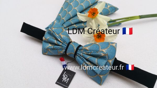 Noeud-papillon-bleu-or-marine-mariage-marié-homme-costume-Quiberon-LDM-créateur-ldmcreateur