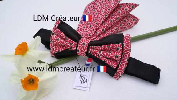 Noeud-papillon-rouge-original-homme-mariage-pochette-Ivry-LDM-créateur-ldmcreateur