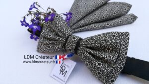 Noeud-papillon-original-noir-gris-blanc-mariage-cérémonie-Rennes-ldmcreateu-LDM-Créateur