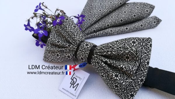 Noeud-papillon-original-noir-gris-blanc-mariage-cérémonie-Rennes-ldmcreateu-LDM-Créateur