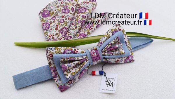Nœud papillon original mariage bleu ciel parme Sarthe – Image 4
