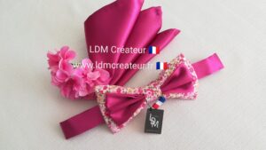 Noeud-papillon-homme-liberty-champetre-fleuri-rose-fuchsia-mariage-Collioure-LDM-Créateur-ldmcreateur