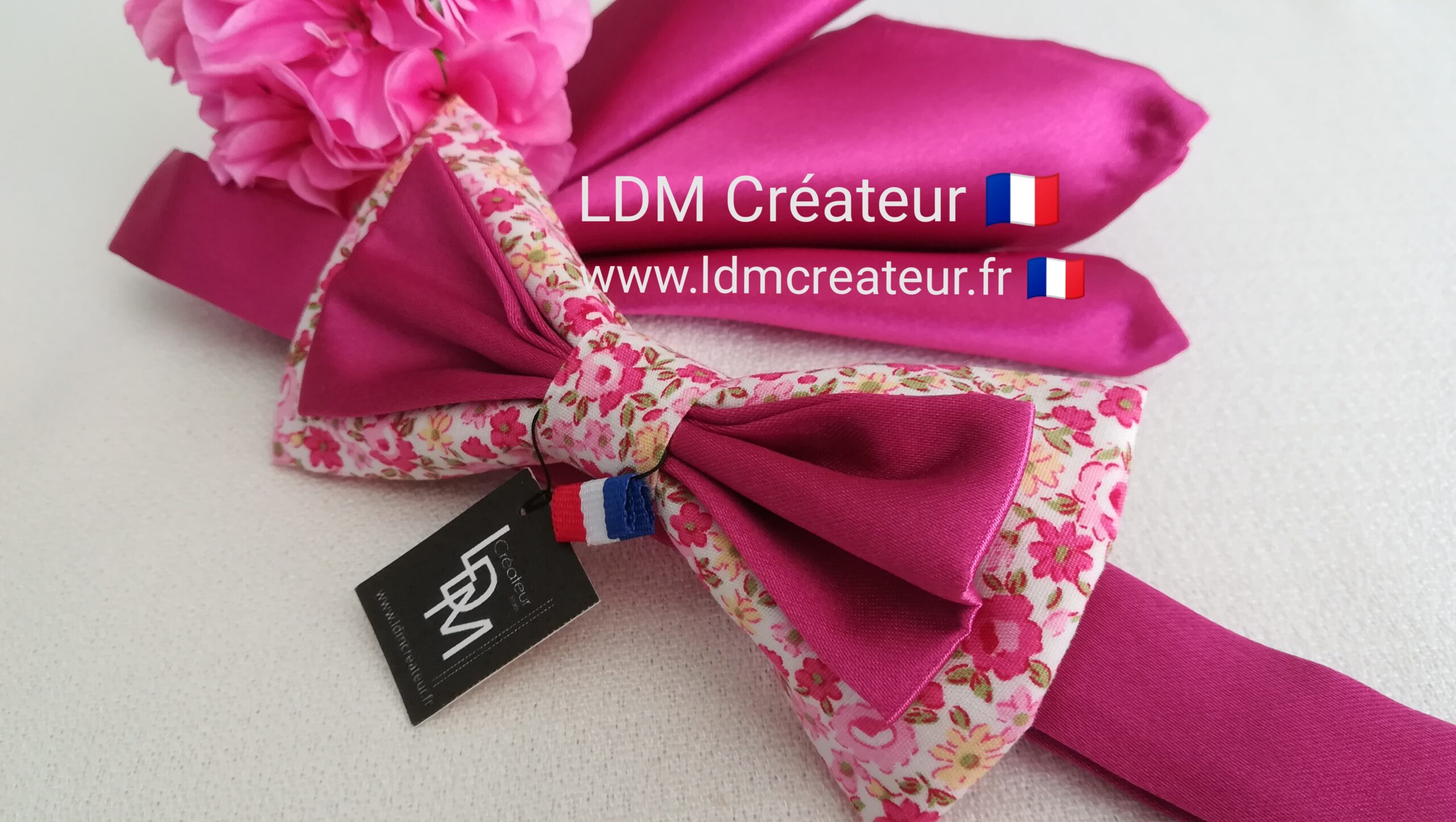 Noeud-papillon-homme-liberty-champetre-rose-fuchsia-mariage-Collioure-LDM-Créateur-ldmcreateur