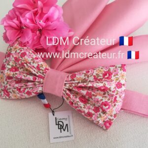 Noeud-papillon-homme-liberty-fleuri-mariage-champetre-rose-clair-Gers-LDM-Créateur-ldmcreateur