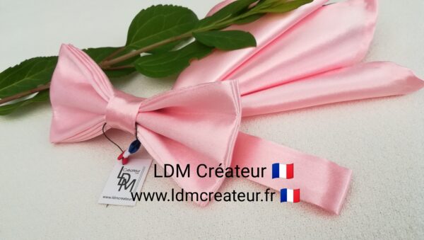 Noeud-papillon-homme-rose-uni-clair-mariage-chemise-Blagnac-LDM-Créateur-ldmcreateur