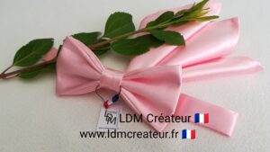 Noeud-papillon-homme-rose-uni-mariage-chemise-Blagnac-LDM-Créateur-ldmcreateur