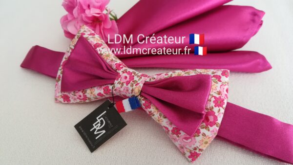 Noeud-papillon-liberty-fleuri-champetre-rose-mariage-Collioure-LDM-Créateur-ldmcreateur
