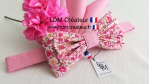 Noeud-papillon-liberty-fleuri-mariage-champetre-rose-clair-Gers-LDM-Créateur-ldmcreateur