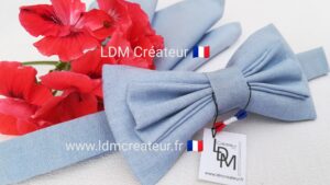 Noeud-papillon-bleu-ciel-clair-homme-mariage-pochette-Niort-LDM-Créateur-ldmcreateur