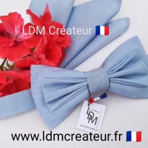 Noeud-papillon-bleu-ciel-homme-mariage-pochette-Niort-LDM-Créateur-ldmcreateur