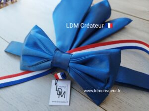 Noeud-papillon-bleu-dur-uni-mariage-pochette-cortège-homme-cérémonie-Vosges-LDM-Créateur