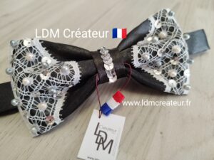 Noeud-papillon-femme-noir-soirée-mariage-perles-dentelle-smoking-sequins-Baronne-LDM-Créateur-artisan-dart