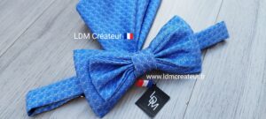 Noeud-papillon-bleu-azur-ciel-mariage-ceremonie-costume-invité-cortège-pochette-Florence-LDM-Créateur-