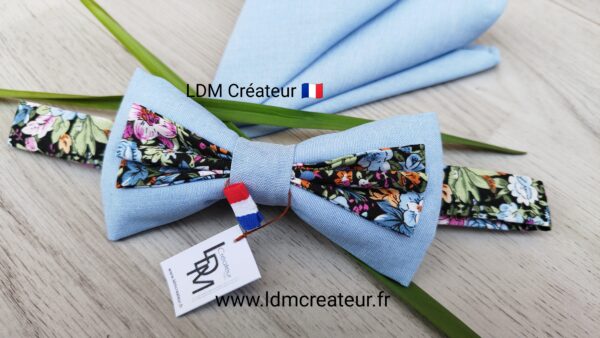 Noeud-papillon-bleu-ciel-rose-liberty-champetre-mariage-soiree-style-original-Mer-LDM-créateur