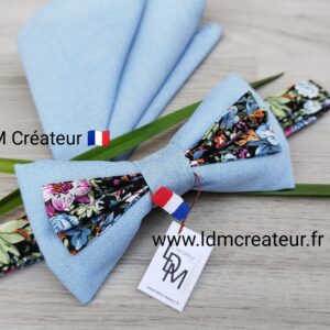 Noeud-papillon-bleu-ciel-rose-liberty-fleuri-champetre-mariage-soiree-style-original-Mer-LDM-créateur