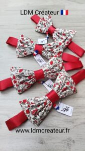 nœud-papillon-liberty-rouge-cortège-gris-blanc-mariage-pochette-Montsoreau-ldmcreateur