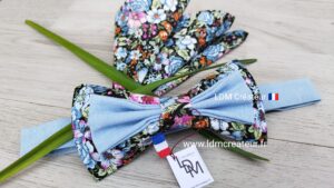 Noeud-papillon-homme-liberty-bleu-ciel-rose-vert-champetre-pochette-champetre-mariage-Talcy-LDM-Créateur-