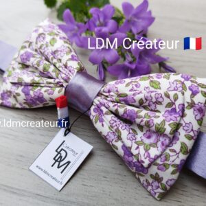 Noeud-papillon-homme-liberty-fleuri-parme-original-lilas-mariage-cortège-Amiens-LDM-Créateur