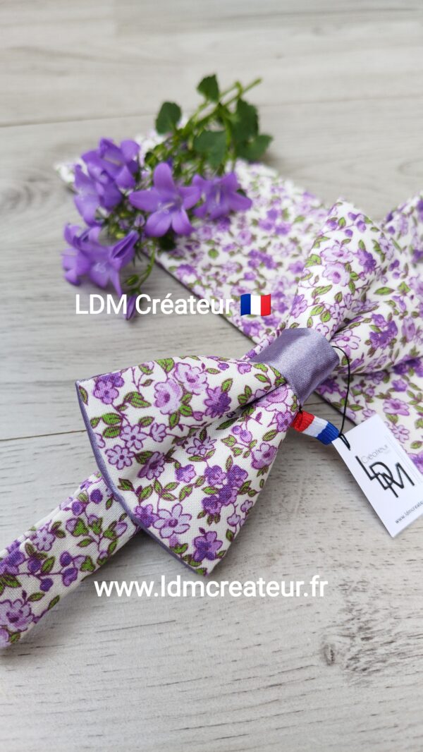 Noeud-papillon-homme-liberty-fleuri-parme-original-lilas-mariage-soirée-cortège-Chartres-cérémonie-LDM-Créateur